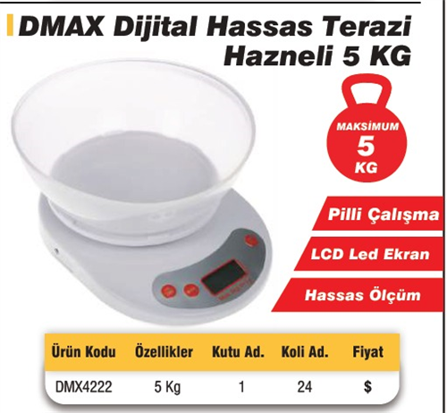 DMAX HASSAS MASA TERAZİ HAZNELİ 5 KİLO